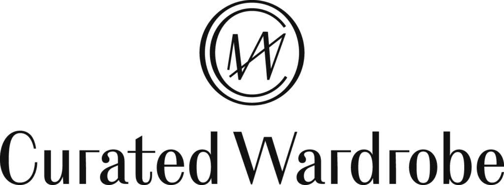 Curated Wardrobe logo. Brand seal on top and Curated Wardrobe caption on the bottom